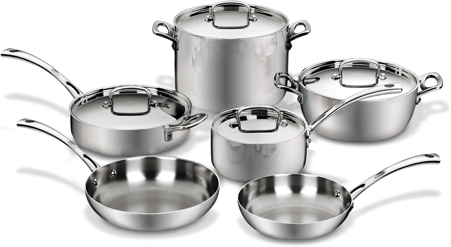 Cuisinart Tri-Ply Stainless Steel Cookware Set - 10 Piece French Classic Collection in Silver