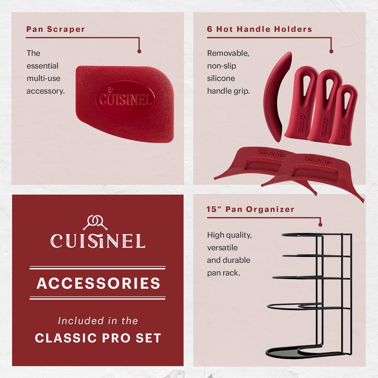 Cuisinel Cast Iron 17-Piece Preseasoned Cookware Set with Skillets, Dutch Oven, Braiser, Griddle, Organizer Rack, and Accessories