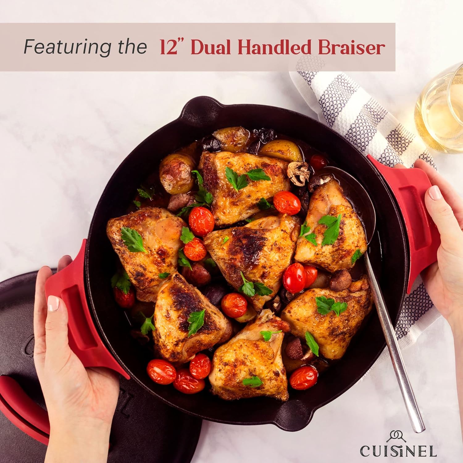 Cuisinel Cast Iron 17-Piece Preseasoned Cookware Set with Skillets, Dutch Oven, Braiser, Griddle, Organizer Rack, and Accessories