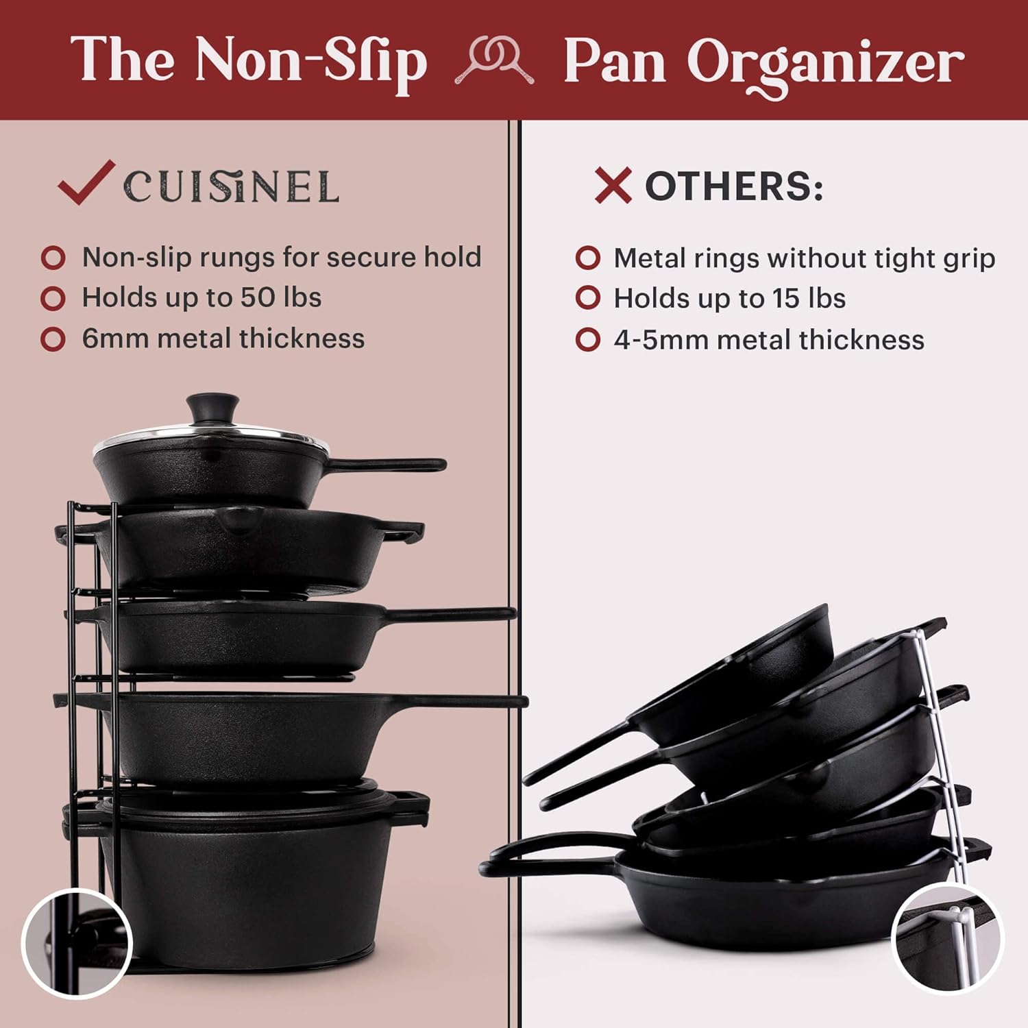 Cuisinel Cast Iron 7-Quart Dutch Oven Set with Rack, Scraper, and Cleaner - Complete Cookware Solution