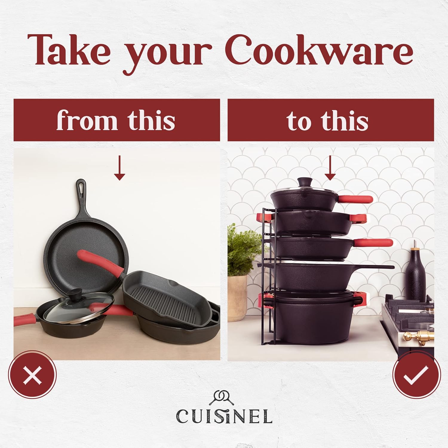 Cuisinel Cast Iron 7-Quart Dutch Oven Set with Rack, Scraper, and Cleaner - Complete Cookware Solution
