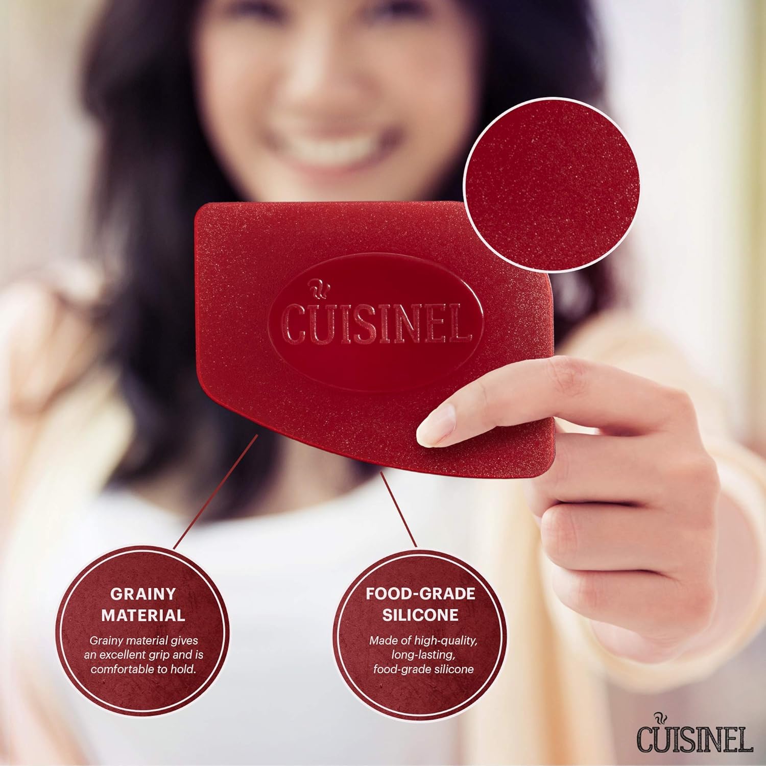 Cuisinel Cast Iron Grill Press - 7.5" Round Pre-Seasoned Burger Press for Bacon, Steak, and Hamburgers - Heavyweight Sandwich Maker for Griddle, BBQ, Grill