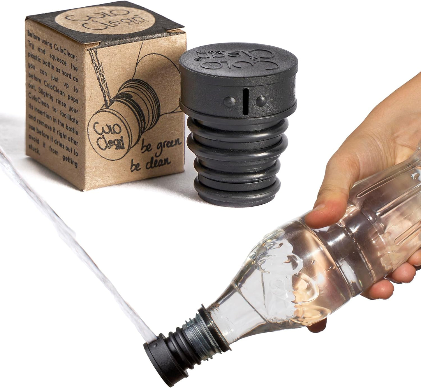 CuloClean Portable Bidet for Toilet, Travel, Hiking, Camping - Lightweight and Compatible with Every Bottle - Black Color