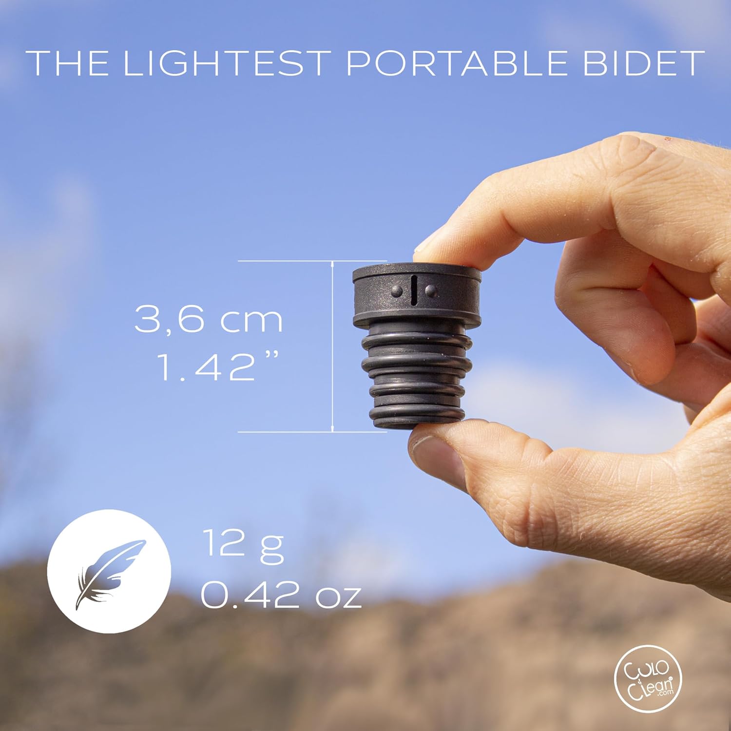 CuloClean Portable Bidet for Toilet, Travel, Hiking, Camping - Lightweight and Compatible with Every Bottle - Black Color