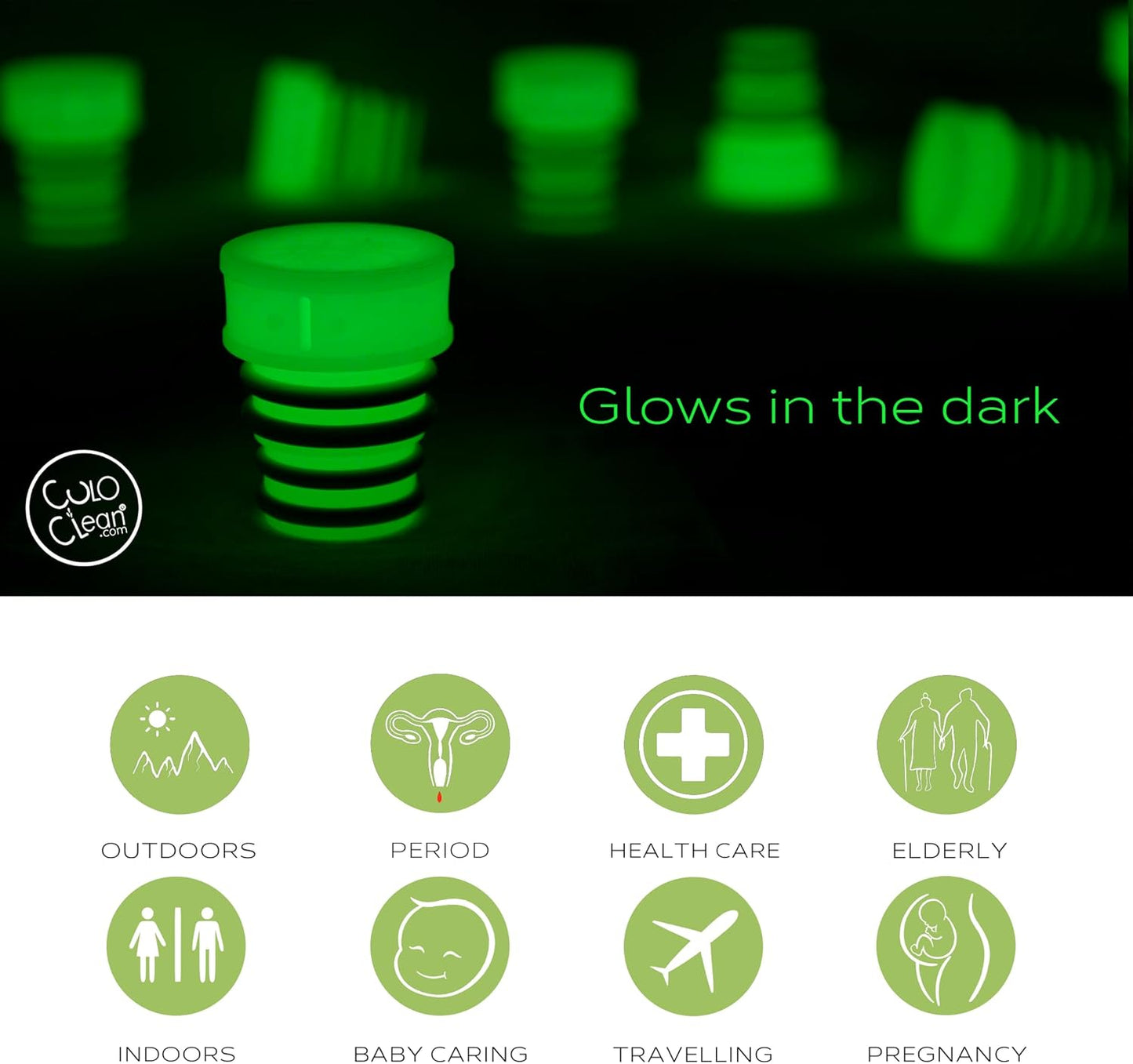 CuloClean Portable Bidet: Sanitary, Travel-Friendly Backcountry Nozzle with Glow in The Dark Feature