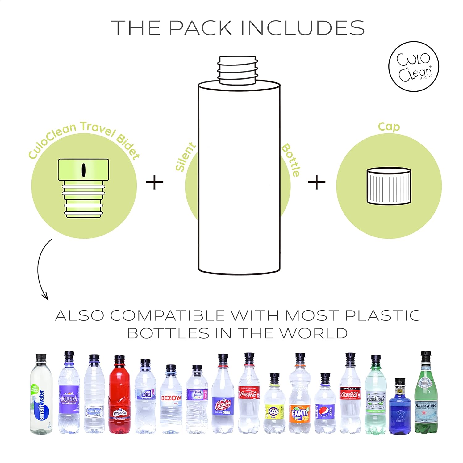 CuloClean Portable Bidet Spray for Toilet or Travel - Handheld Peri Bottle for Men and Women - Glow in The Dark - Bath Essentials