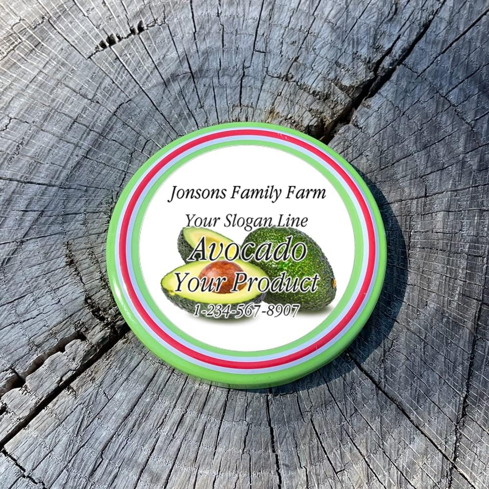 Customizable 2 inch Round Paper Labels for Mason Jars - Set of 120 Labels for Home Canning, Jam, Jelly, Marmalade, Syrup, and Preserves - Personalized Farm Kitchen Labels for Avocado Flavor