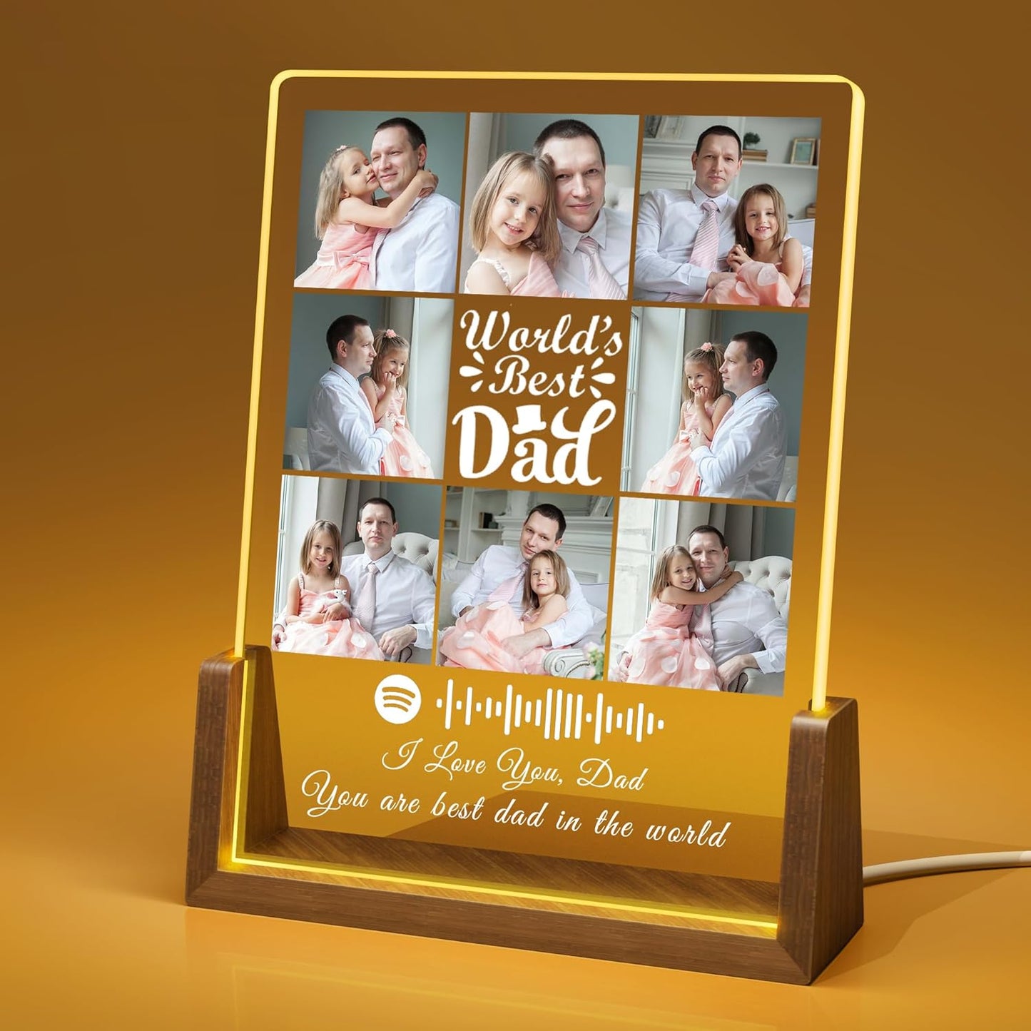 Customized Spotify Plaque: Personalized Father's Day Gift for Dad with Photos - Birthday Gift for Best Dad Ever from Daughter or Son