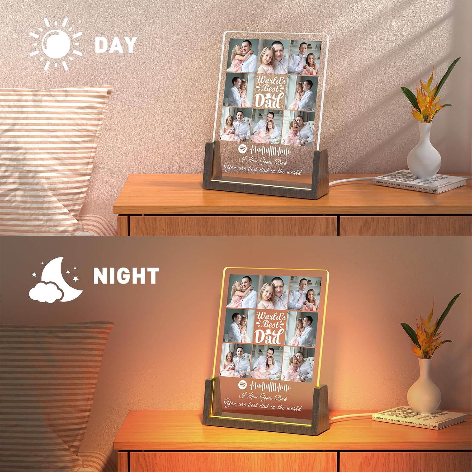 Customized Spotify Plaque: Personalized Father's Day Gift for Dad with Photos - Birthday Gift for Best Dad Ever from Daughter or Son