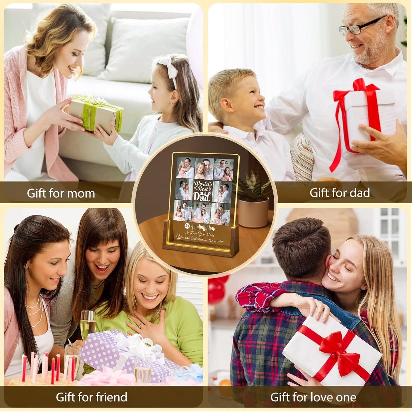 Customized Spotify Plaque: Personalized Father's Day Gift for Dad with Photos - Birthday Gift for Best Dad Ever from Daughter or Son