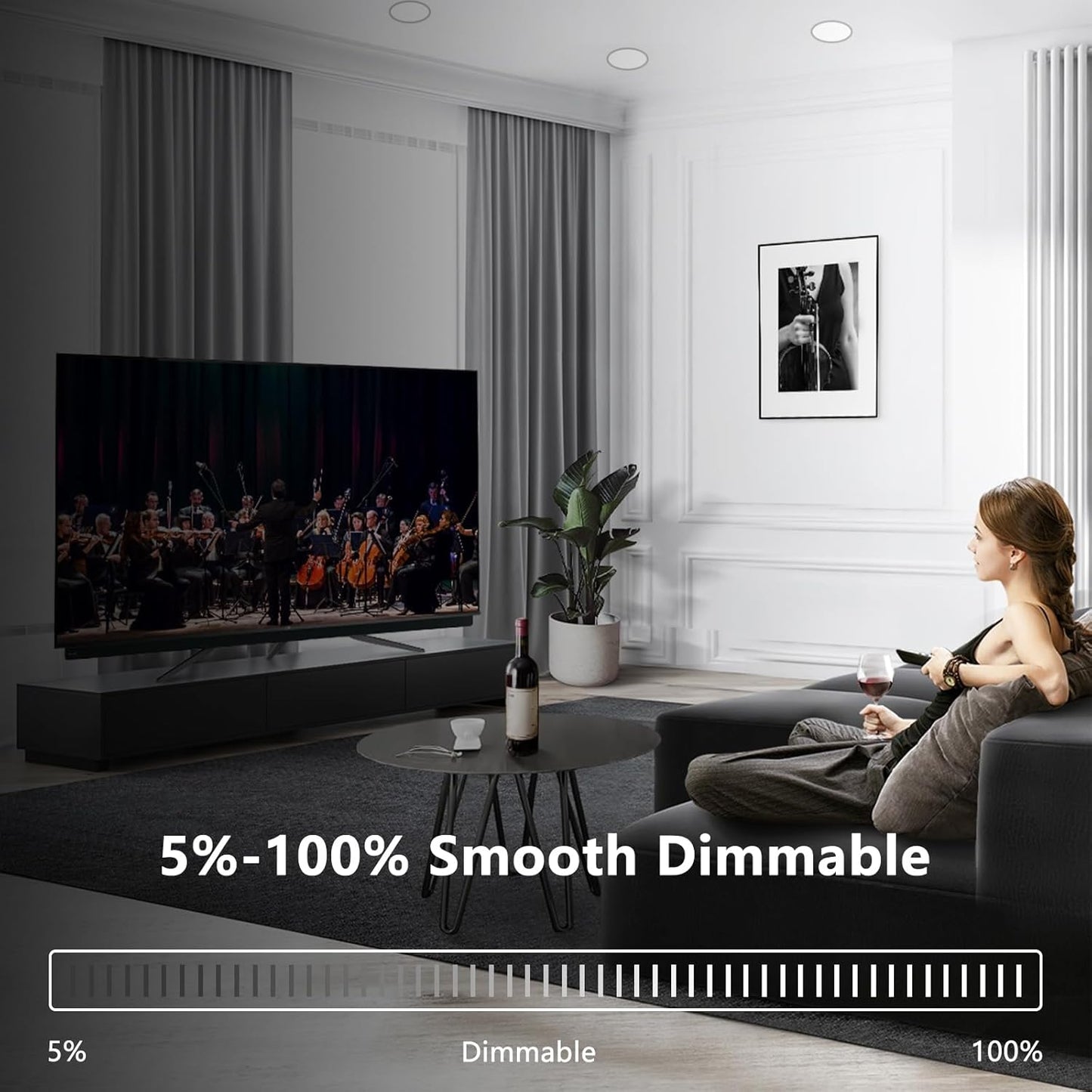 CycevSun 4 Inch Canless Wafer Pot Lights - Dimmable, 5 Color Options, 9W, 120V, IC Wet Rated, ETL - 12 Pack