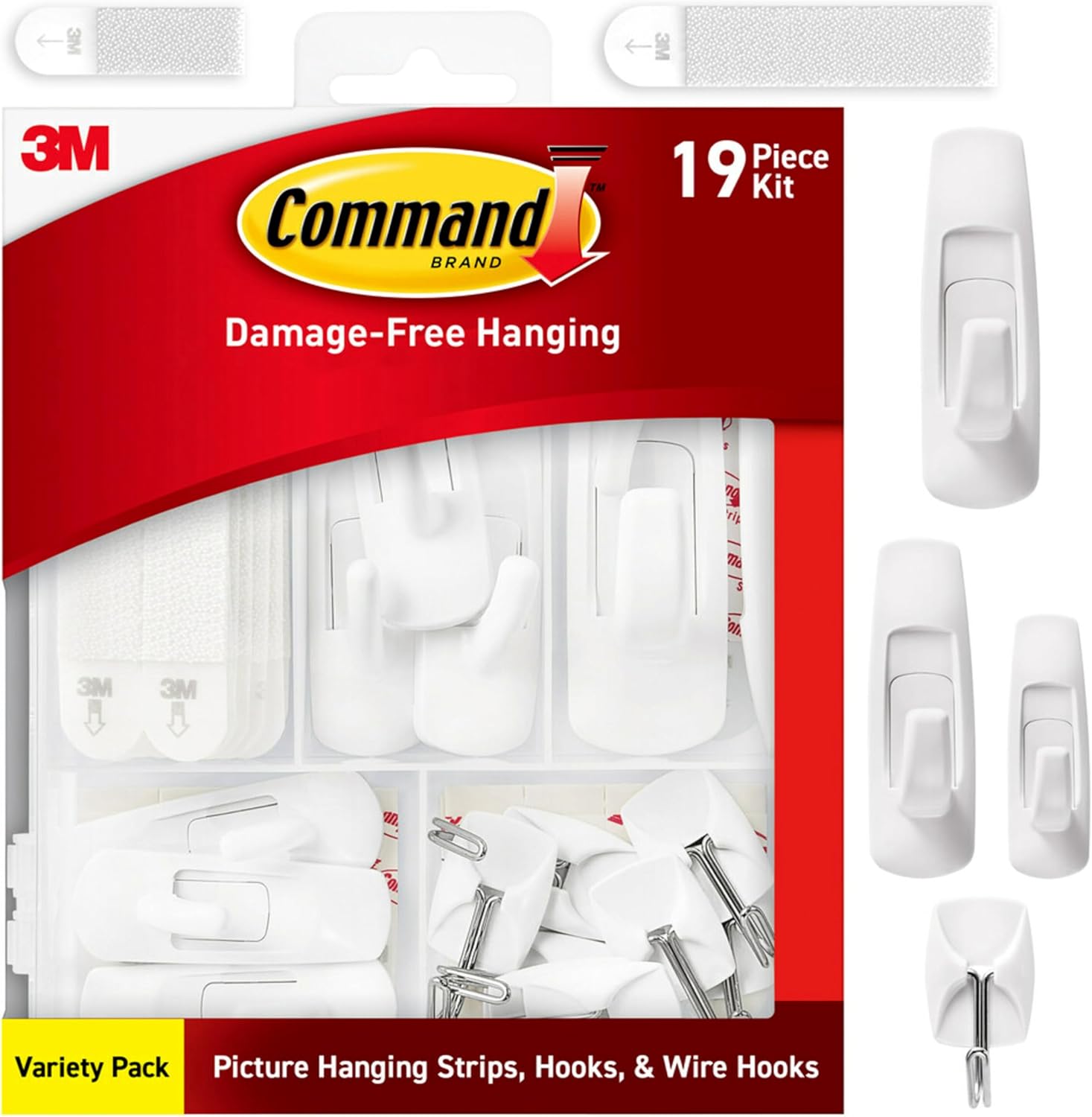 Damage-Free Picture Hanging Kit with Assorted Hooks and Hanging Strips - Hang Up to 19 Items, Organize Easily - WildKart