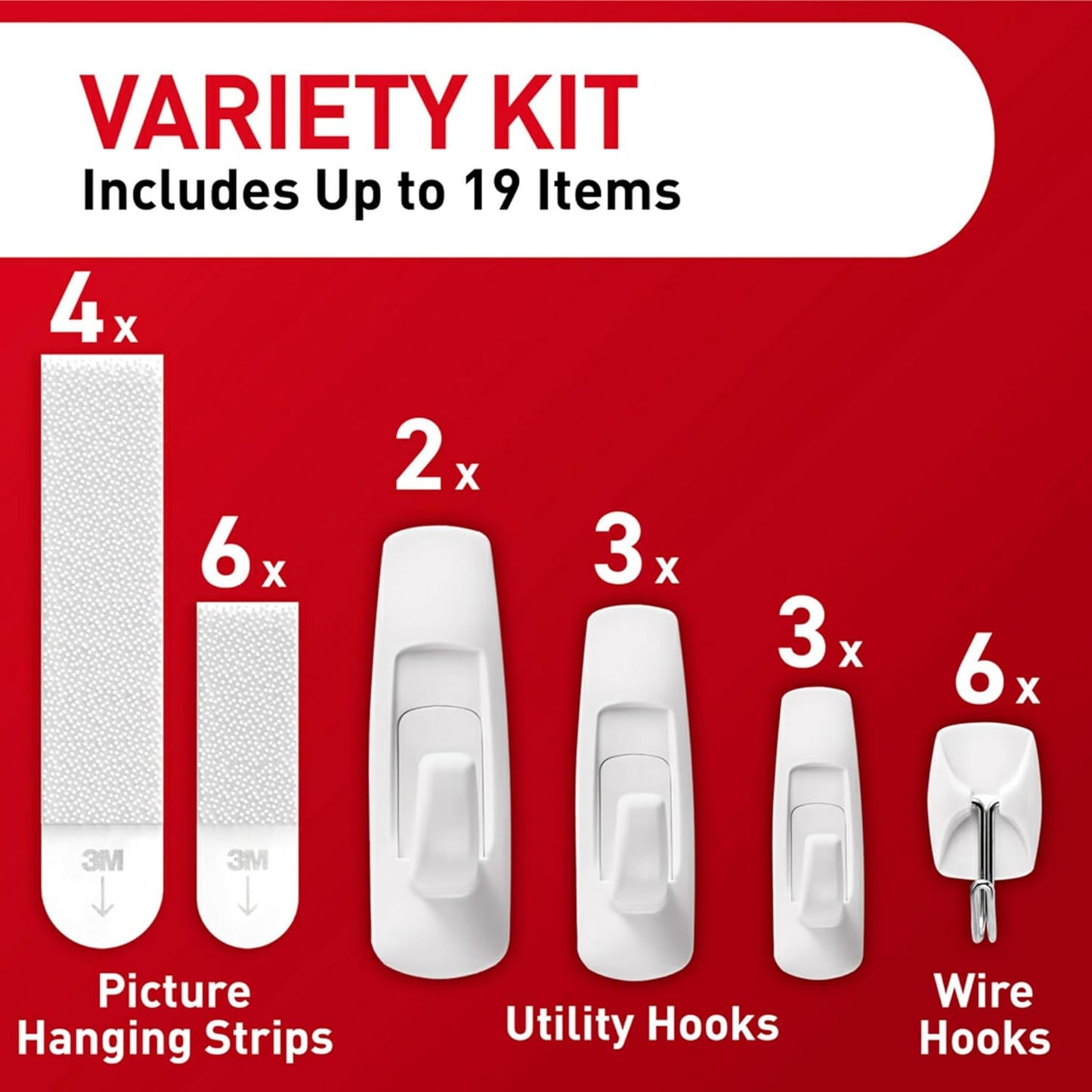 Damage-Free Picture Hanging Kit with Assorted Hooks and Hanging Strips - Hang Up to 19 Items, Organize Easily - WildKart