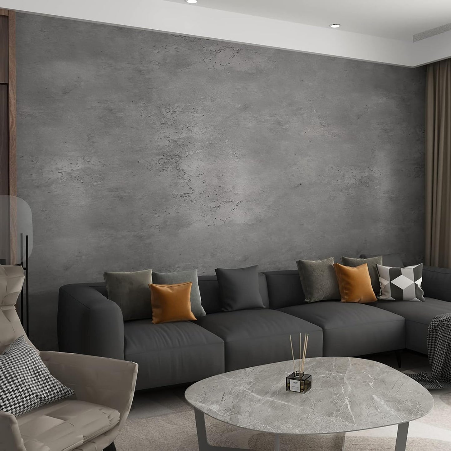 Dark Concrete Peel and Stick Wallpaper - Waterproof Matte Gray Contact Paper for Kitchen, Bathroom, Living Room - Removable Self-Adhesive Cement Texture Wallpaper 31x157 inch