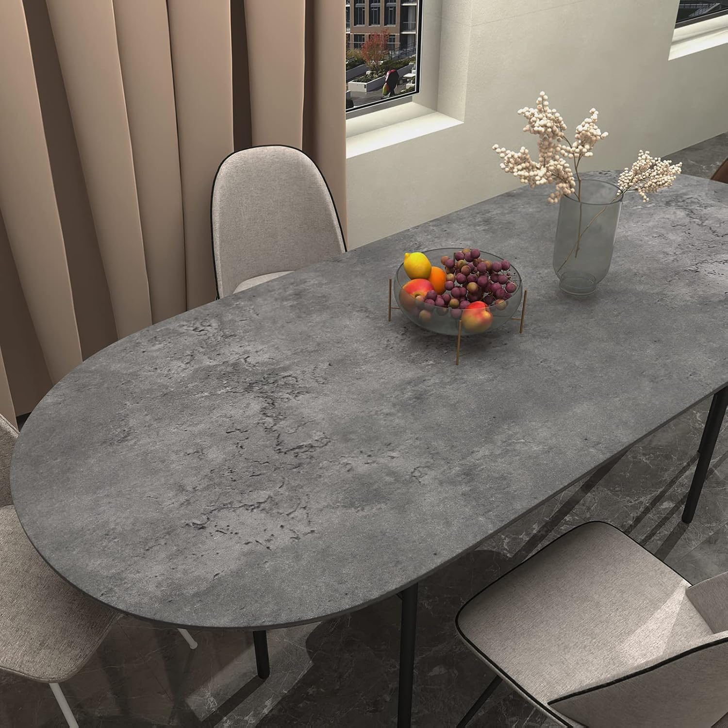 Dark Concrete Peel and Stick Wallpaper - Waterproof Matte Gray Contact Paper for Kitchen, Bathroom, Living Room - Removable Self-Adhesive Cement Texture Wallpaper 31x157 inch