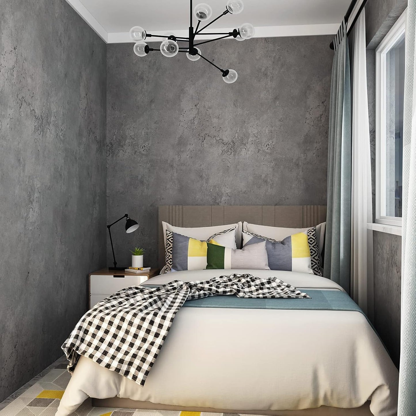 Dark Concrete Peel and Stick Wallpaper - Waterproof Matte Gray Contact Paper for Kitchen, Bathroom, Living Room - Removable Self-Adhesive Cement Texture Wallpaper 31x157 inch