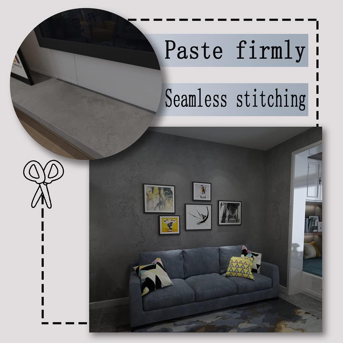 Dark Concrete Peel and Stick Wallpaper - Waterproof Matte Gray Contact Paper for Kitchen, Bathroom, Living Room - Removable Self-Adhesive Cement Texture Wallpaper 31x157 inch