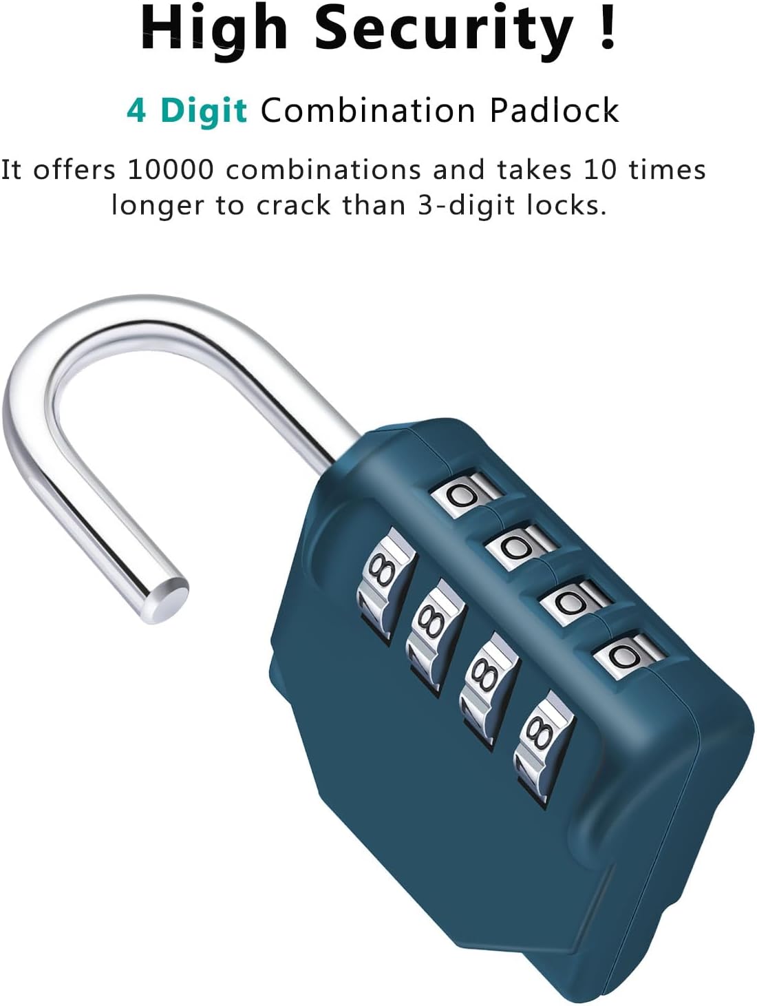 Dark Green 4-Digit Combination Padlock for Outdoor, School, Gym - ZHEGE Combination Lock - WildKart