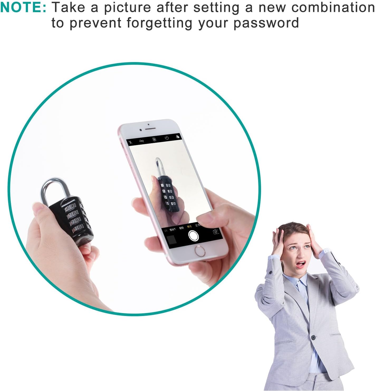 Dark Green 4-Digit Combination Padlock for Outdoor, School, Gym - ZHEGE Combination Lock - WildKart