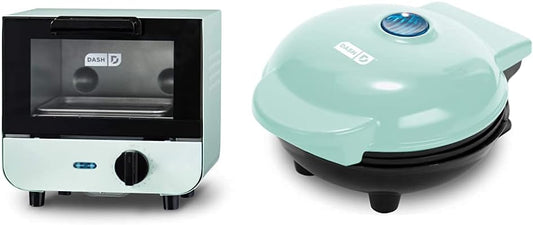 Dash DMTO100GBAQ04 Mini Toaster Oven Cooker and Grill Combo for Bread, Bagels, Burgers, Sandwiches - Aqua Color