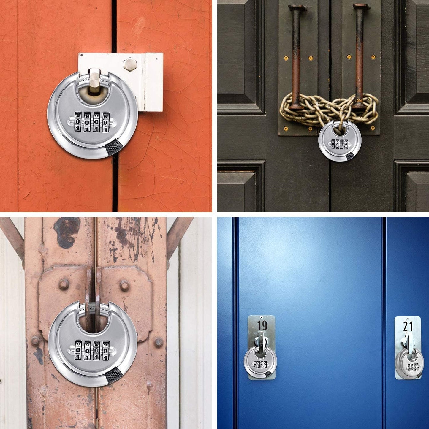 DAYGOS 4 Digit Combination Disc Padlock and Padlock with Keys,Outdoor Lock for Storage Unit,Gate,Fence,Trailer