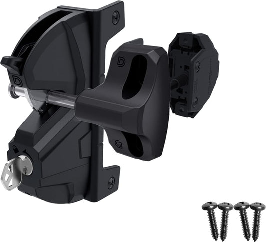 D&D Technologies LLD3KD LokkLatch Deluxe Series 3, Premium Key-Lockable Gate Latch for Metal, Wood, Vinyl Fences - Black