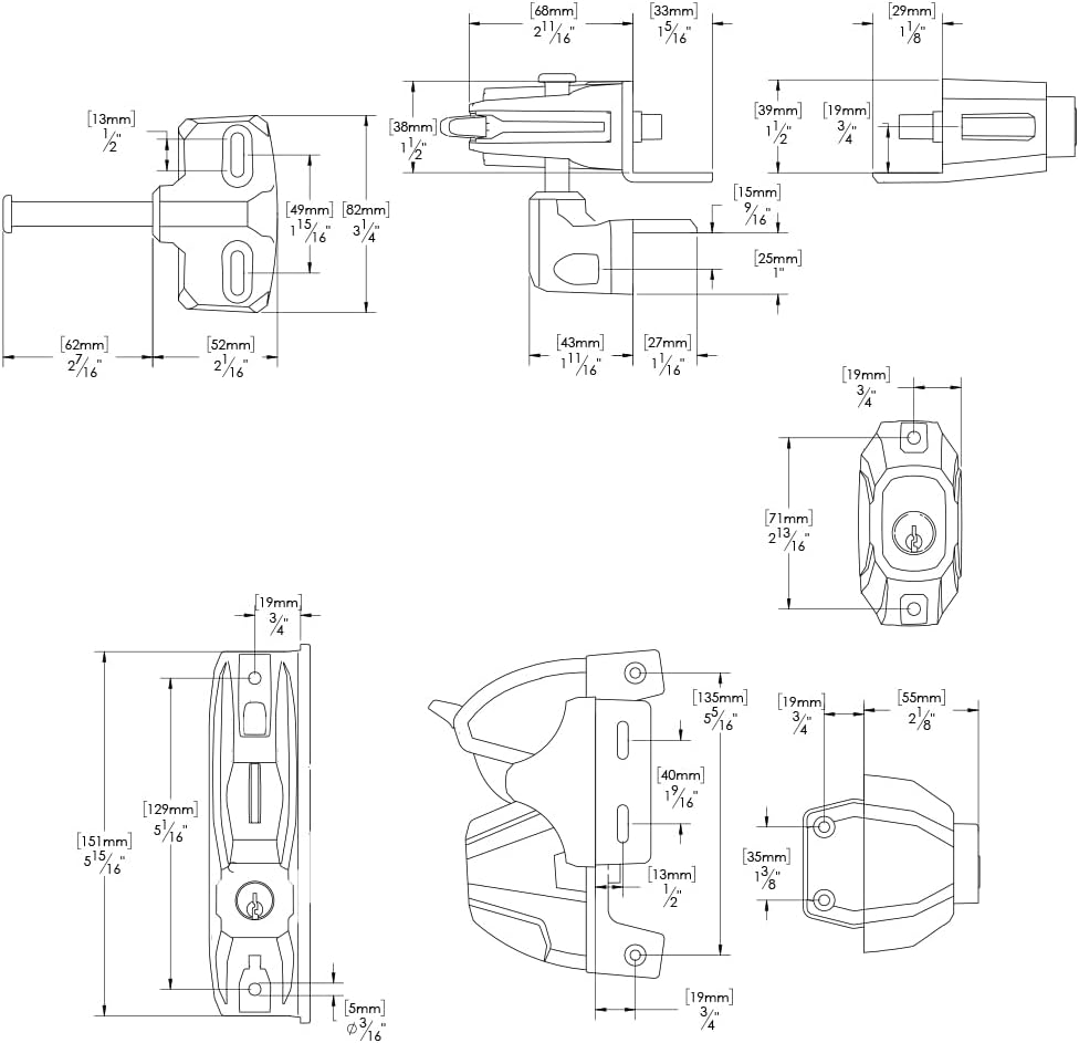 D&D Technologies LLD3KD LokkLatch Deluxe Series 3, Premium Key-Lockable Gate Latch for Metal, Wood, Vinyl Fences - Black