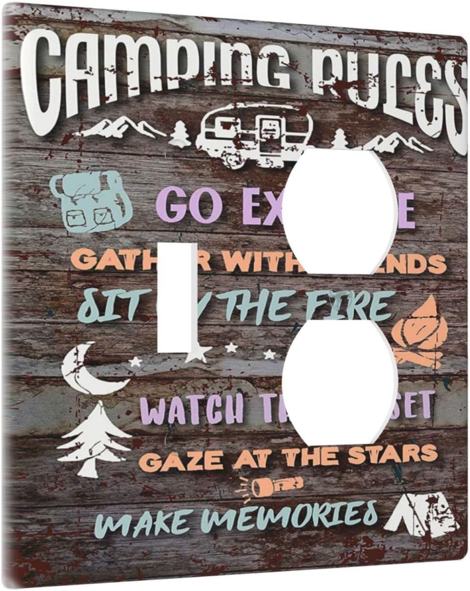 Decorative Campfire Theme 2-Gang Light Switch Cover for Home Decor - 4.5" x 4.5
