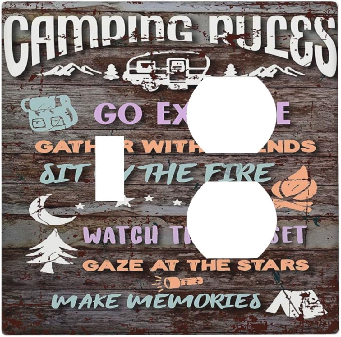 Decorative Campfire Theme 2-Gang Light Switch Cover for Home Decor - 4.5" x 4.5