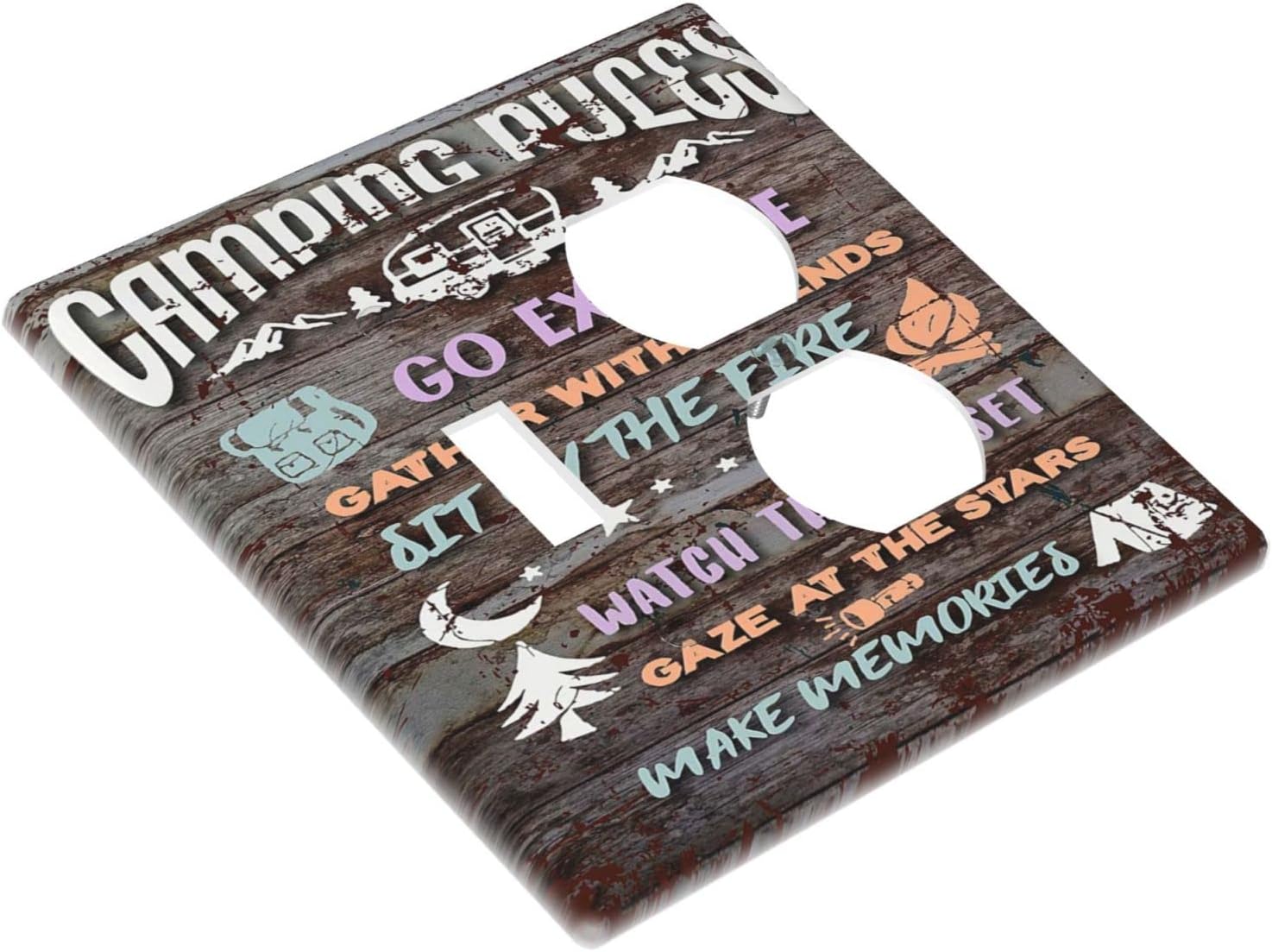 Decorative Campfire Theme 2-Gang Light Switch Cover for Home Decor - 4.5" x 4.5