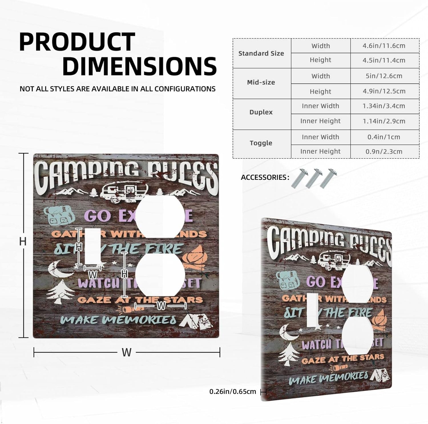 Decorative Campfire Theme 2-Gang Light Switch Cover for Home Decor - 4.5" x 4.5