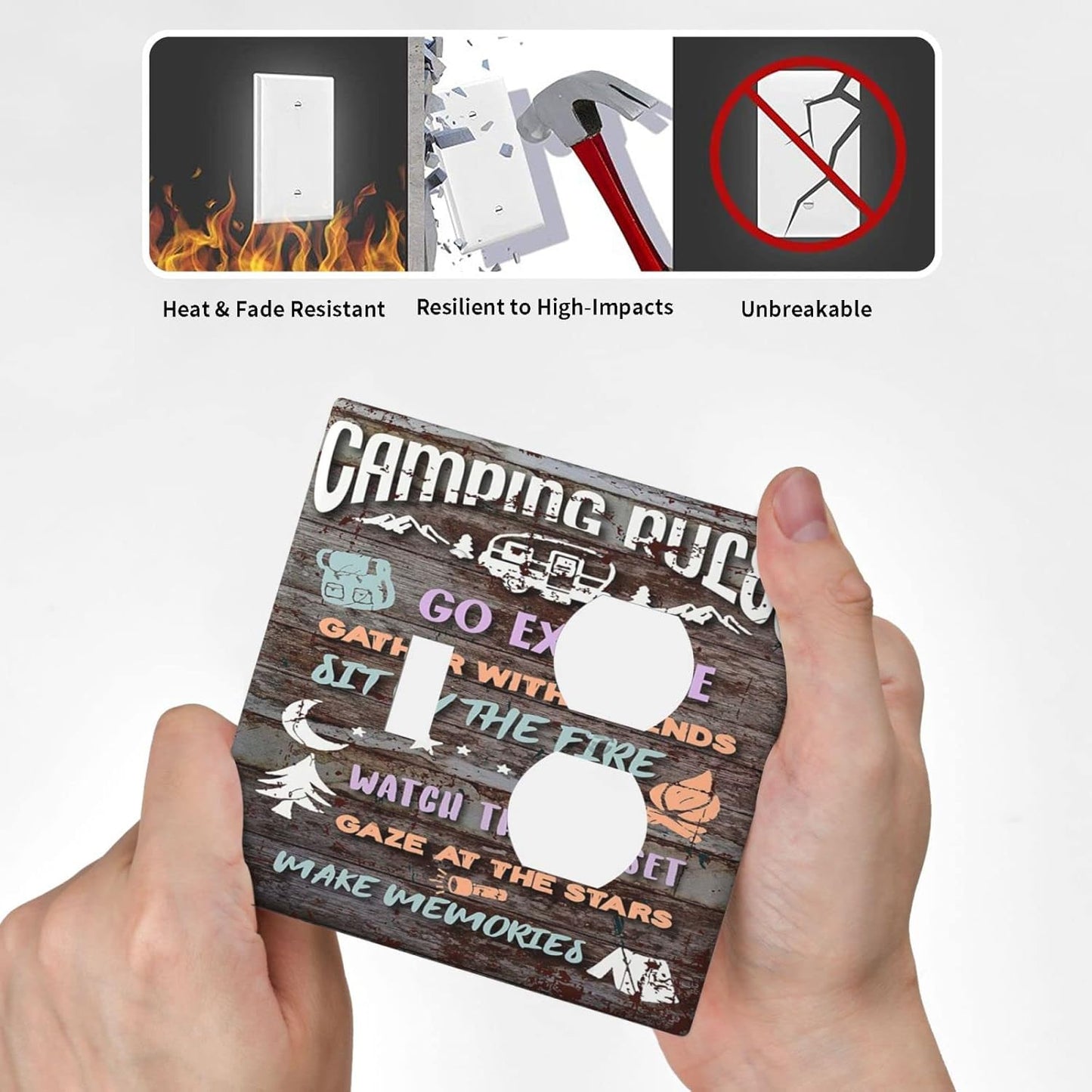 Decorative Campfire Theme 2-Gang Light Switch Cover for Home Decor - 4.5" x 4.5