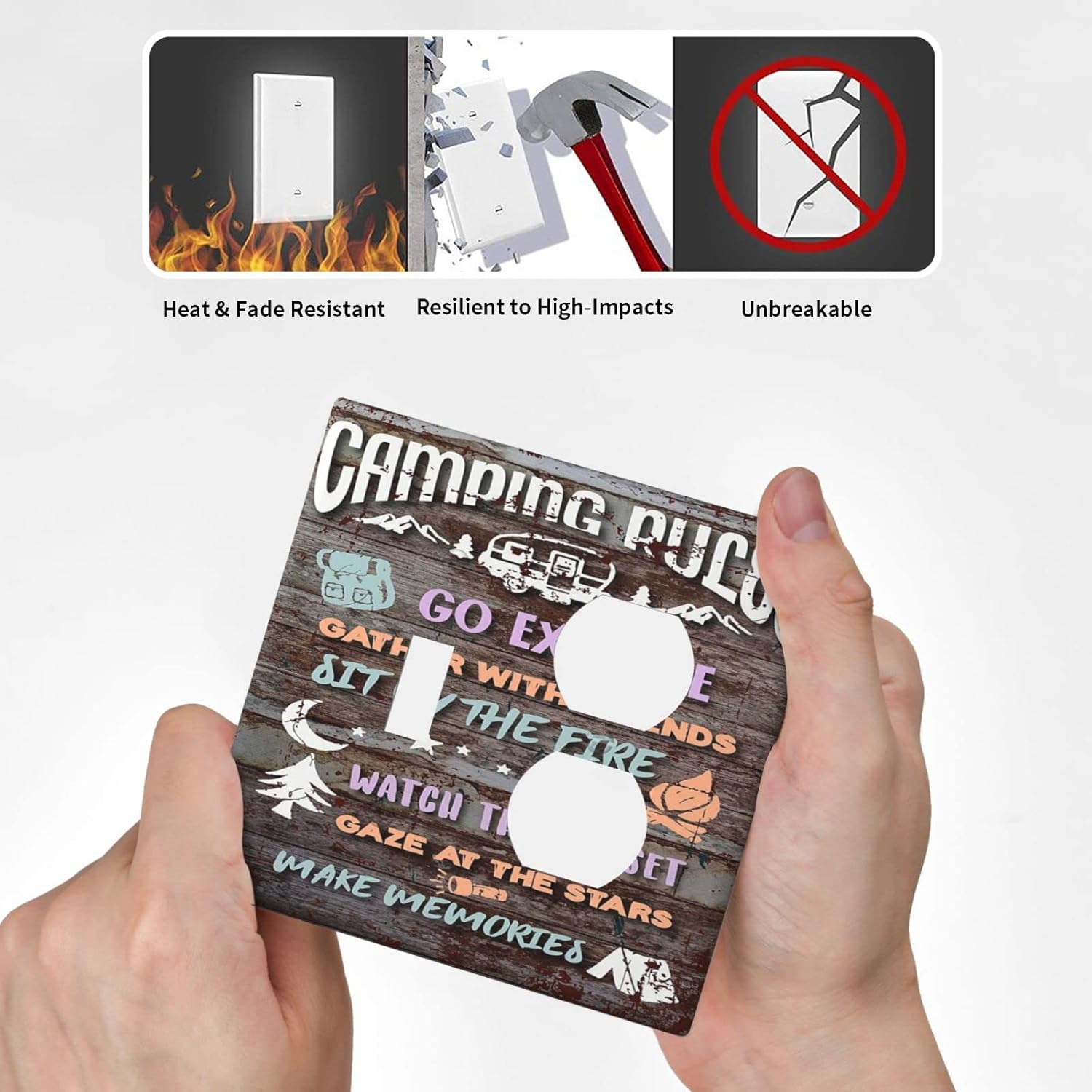 Decorative Campfire Theme 2-Gang Light Switch Cover for Home Decor - 4.5" x 4.5