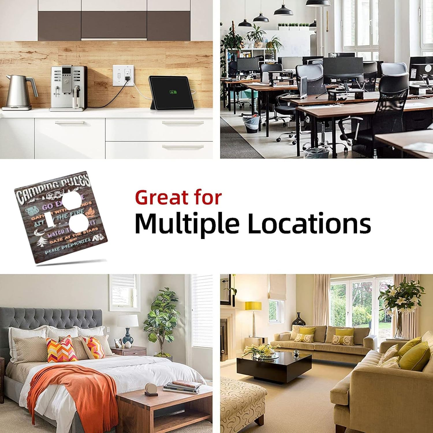 Decorative Campfire Theme 2-Gang Light Switch Cover for Home Decor - 4.5" x 4.5