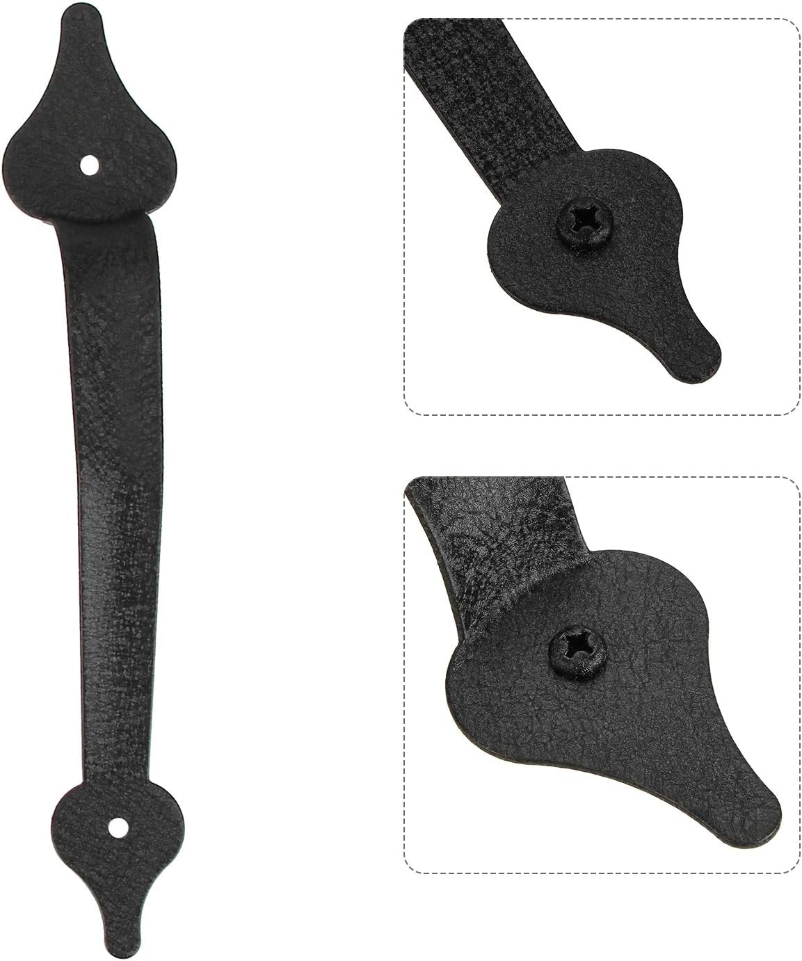 Decorative Spear Style Garage Door Hinges Handles Kit in Black - Set of 4 Hinges and 2 Handles - Faux Accents with Screw Mount Hardware - WildKart