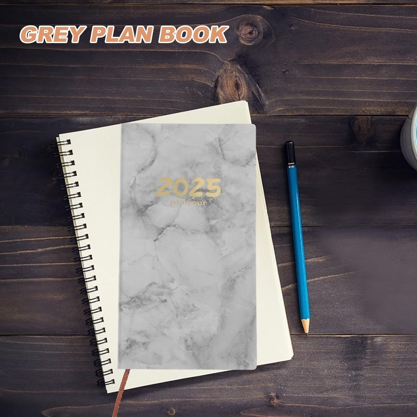 Delicate Tofficu Daily Agenda Planner & Notebook for Men/Women - Grey, Ideal for School or Office Use