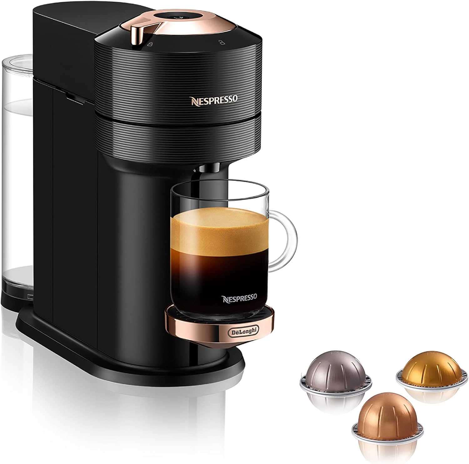 De'Longhi Nespresso Vertuo Next Coffee & Espresso Machine - Black/Rose Gold