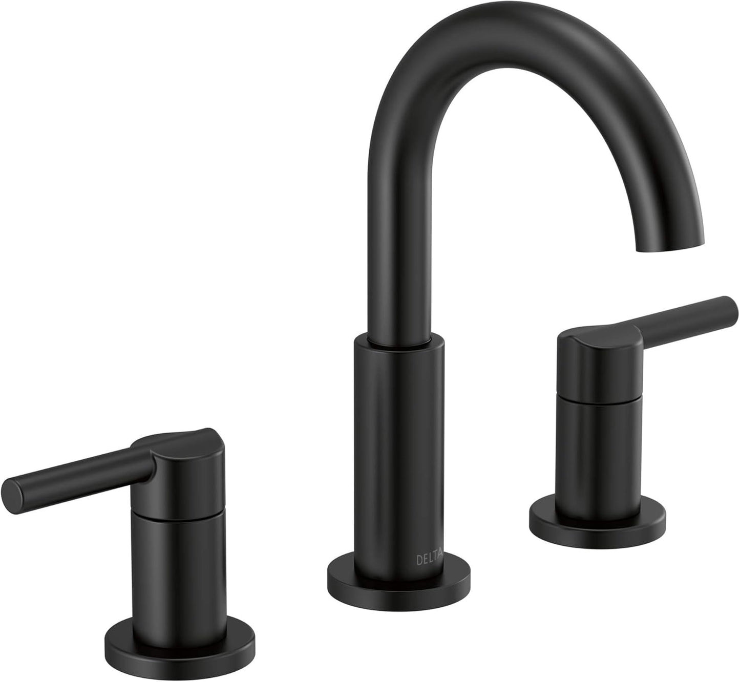 Delta Nicoli Matte Black Widespread Bathroom Faucet with 2 Handles and Drain Assembly