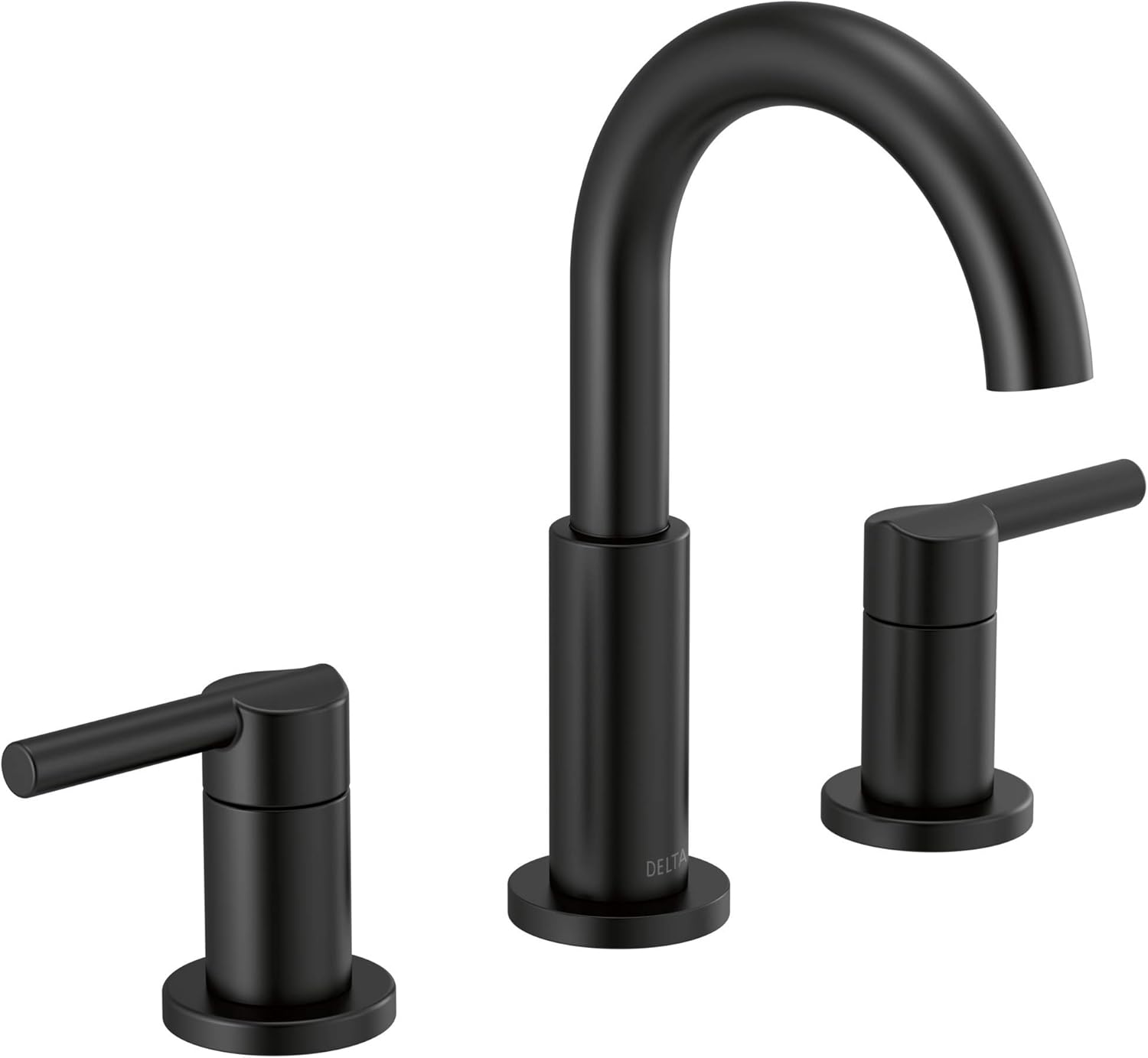 Delta Nicoli Matte Black Widespread Bathroom Faucet with 2 Handles and Drain Assembly