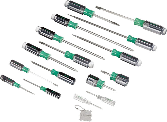 Denali 17-Piece Screwdriver Set in Silver with Slotted and Phillips Heads, Northern Glow Grey
