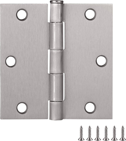 Design House 181479 3-Pack 3.5" x 3.5" Interior Door Hinges, Square Corners, Satin Nickel, Heavy Duty Steel, Left/Right-Handed