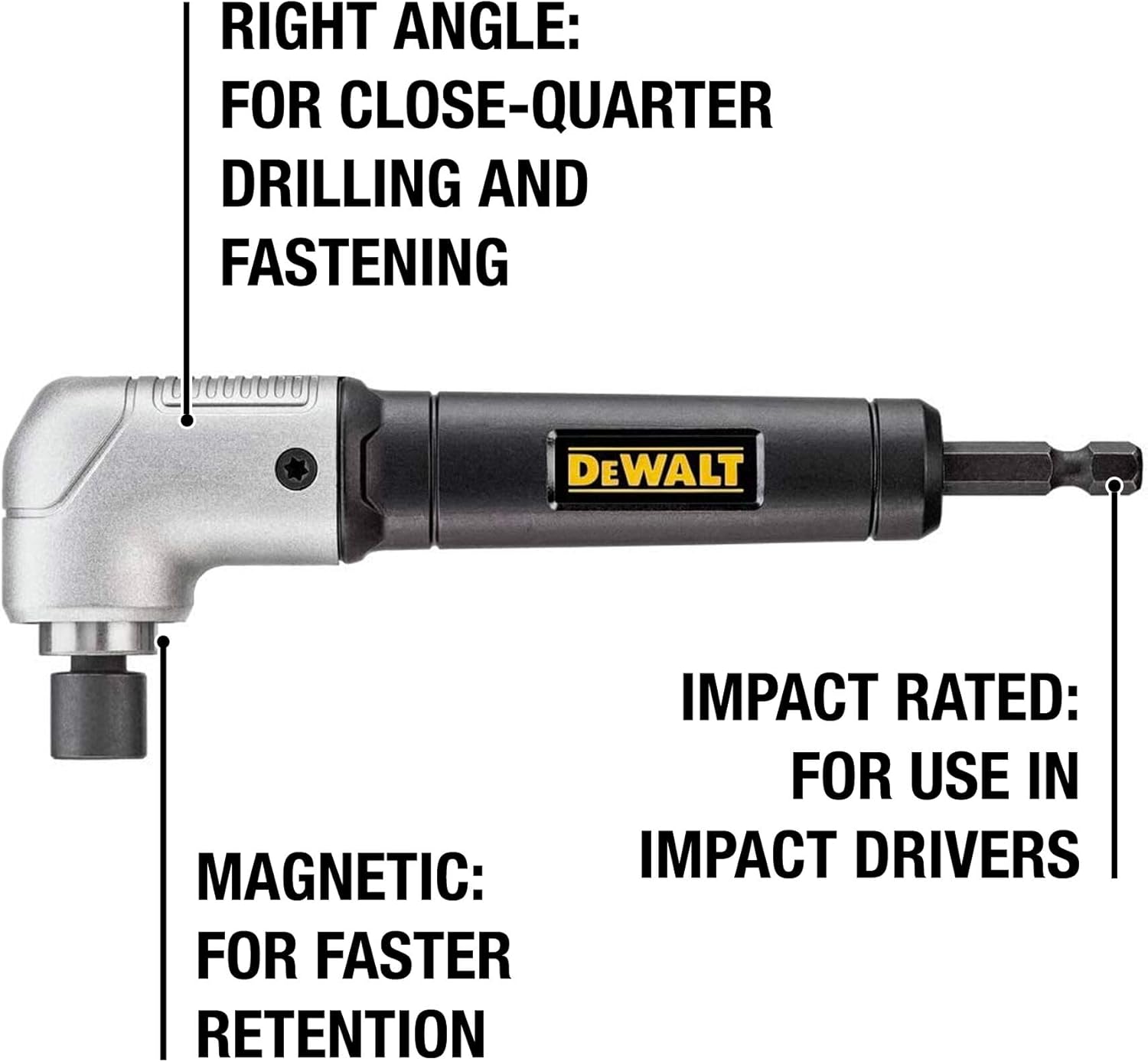 DEWALT DWARA120 Impact Ready Right Angle Attachment for Impact Driver - 1.5