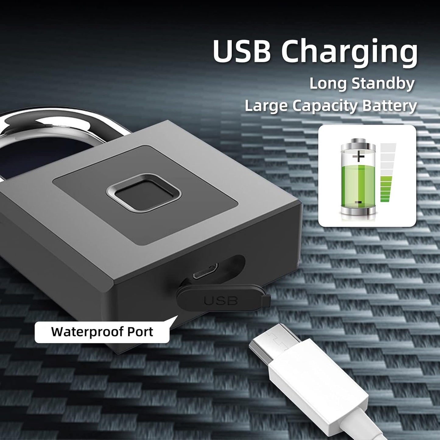 Dhiedas Large Outdoor Fingerprint Padlock with APP, Waterproof Design - Ideal for Gates, Warehouses, Offices, and More