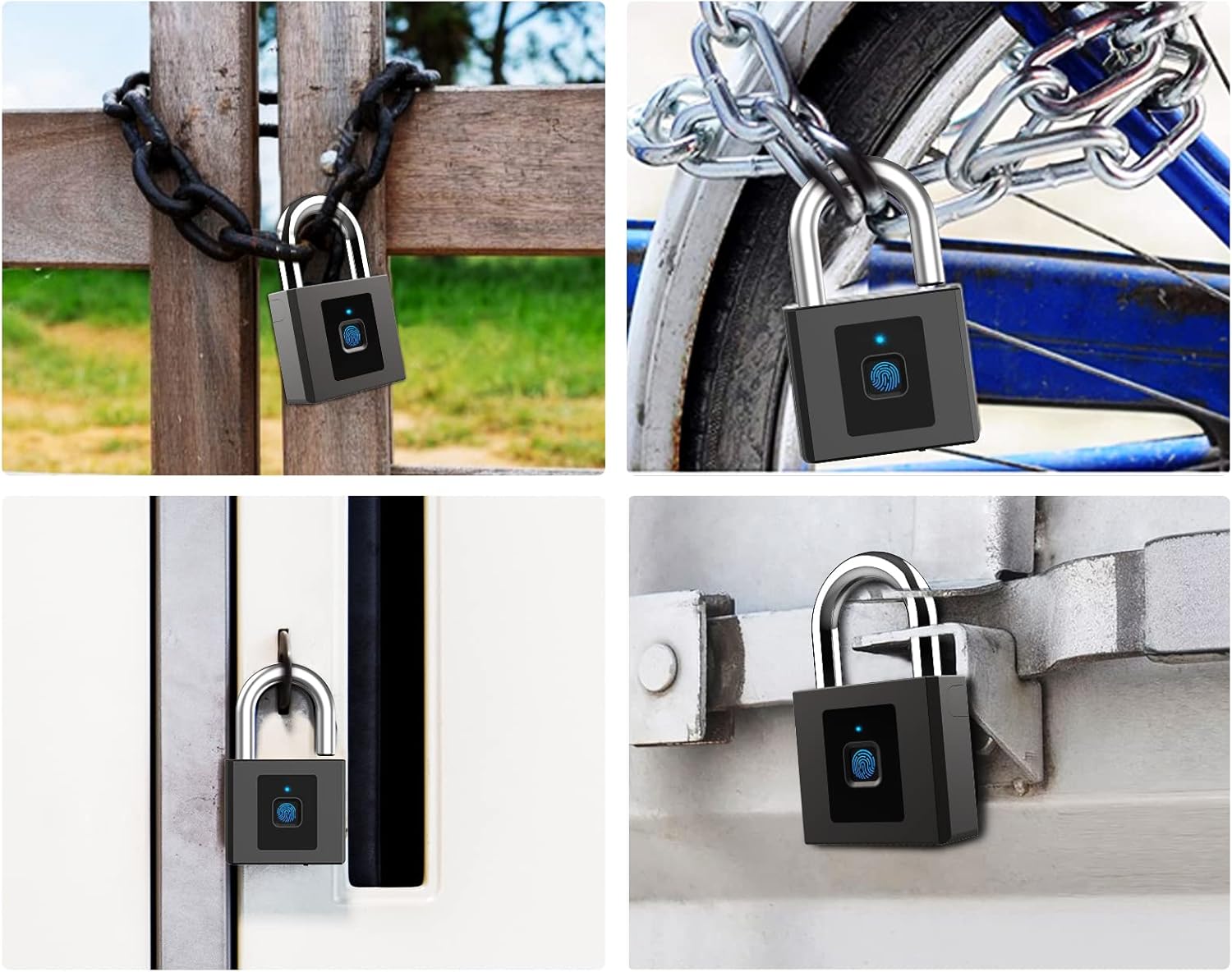 Dhiedas Large Outdoor Fingerprint Padlock with APP, Waterproof Design - Ideal for Gates, Warehouses, Offices, and More