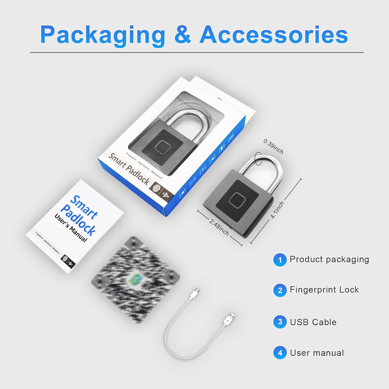 Dhiedas Large Outdoor Fingerprint Padlock with APP, Waterproof Design - Ideal for Gates, Warehouses, Offices, and More