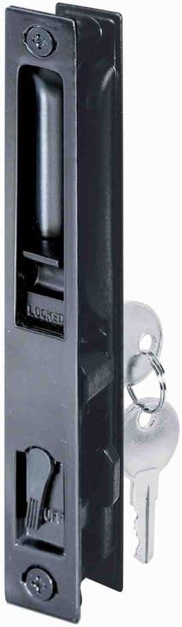 Diecast Keyed Patio Sliding Door Handle Set for 1-1/8 In. Thick Sliding Glass Doors, Black - Single Pack