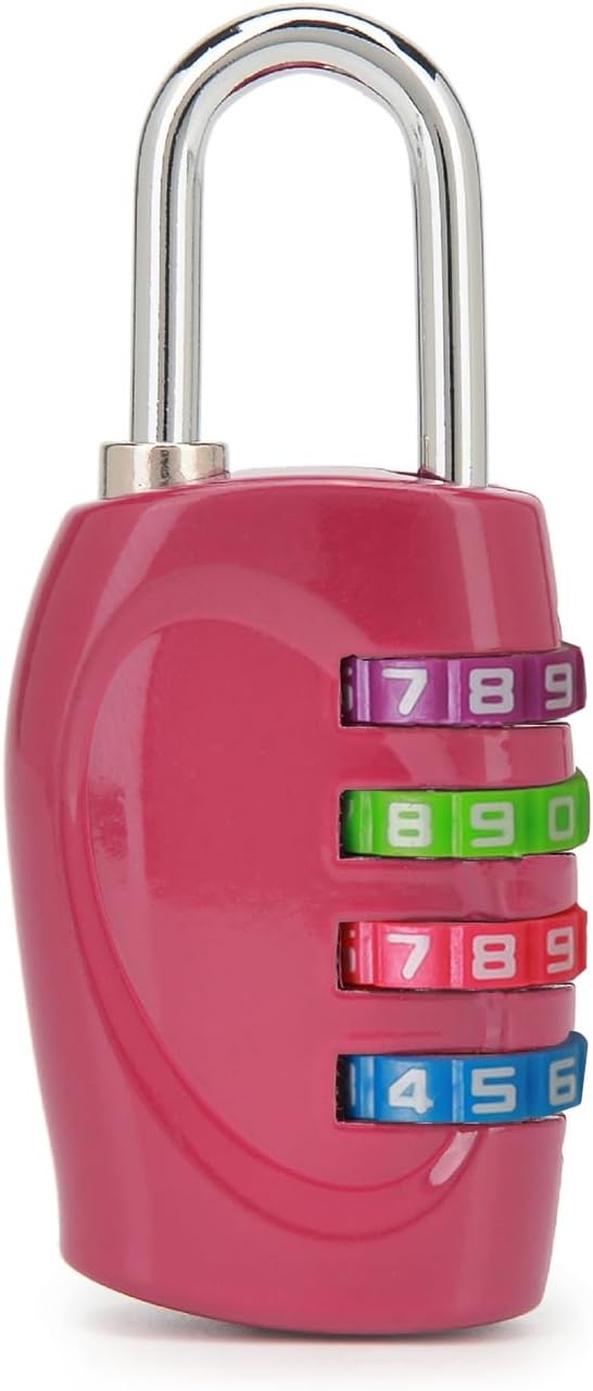Digit Padlock Combination Lock for School, Employee & Gym Locker - Fence, Toolbox, Case, Hasp Storage - Rose Red