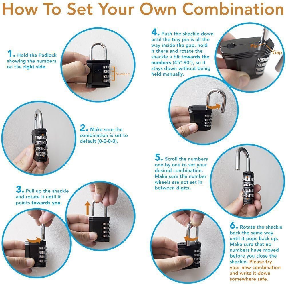 Digit Padlock Combination Lock for School, Employee & Gym Locker - Fence, Toolbox, Case, Hasp Storage - Rose Red