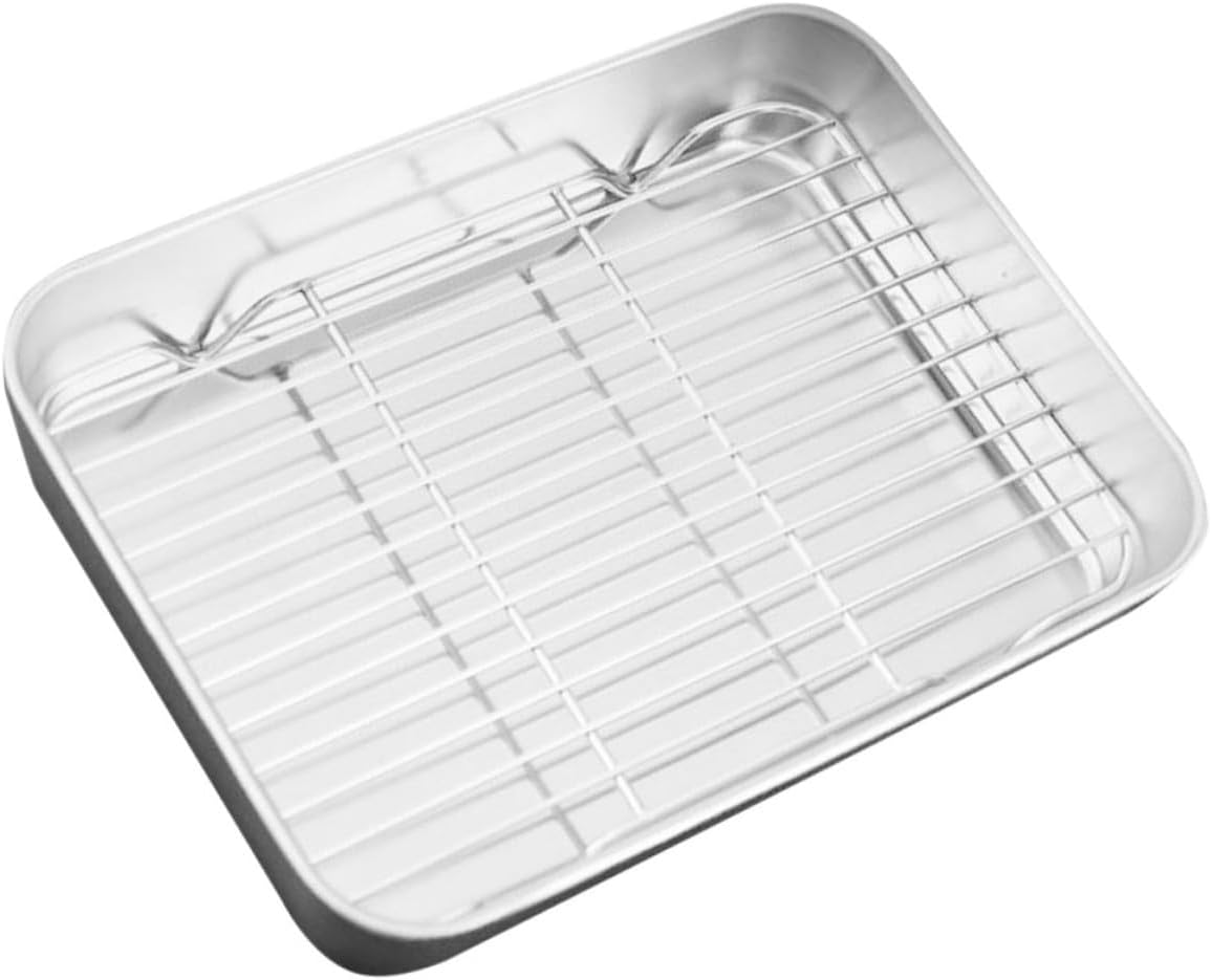 Dishwasher Safe Deep Baking Pan with Wire Rack - Ideal for Turkey, Cookies, and More - Oven Safe Metal Tray for Cooking