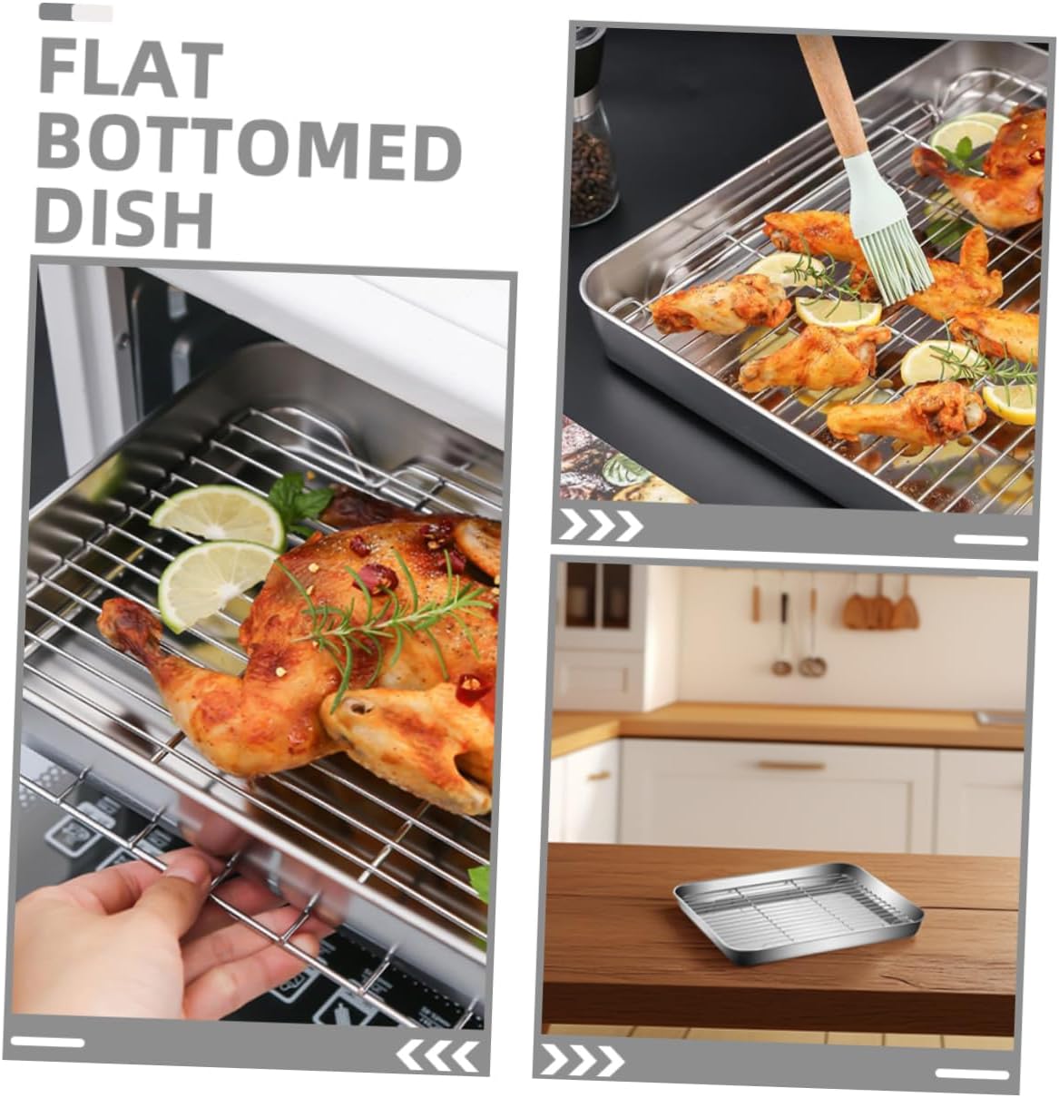 Dishwasher Safe Deep Baking Pan with Wire Rack - Ideal for Turkey, Cookies, and More - Oven Safe Metal Tray for Cooking